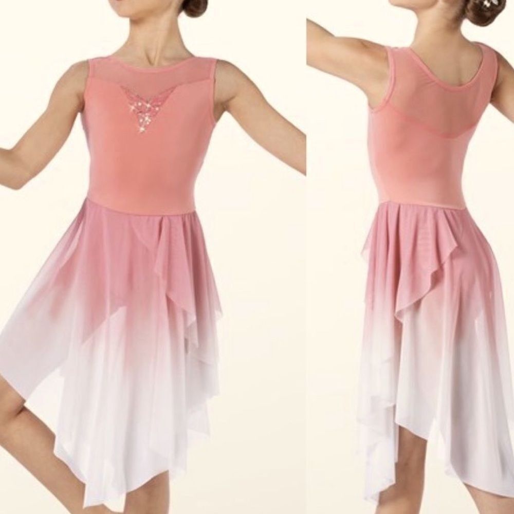 Dance Costume lyrical pink peach maxi dress Just Around Riverbend 14127 LC child